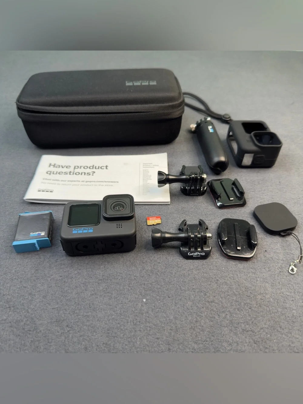 GoPro HERO10 Black Action Camera Bundle 64GB Shorty Mounts Excellent Battery
